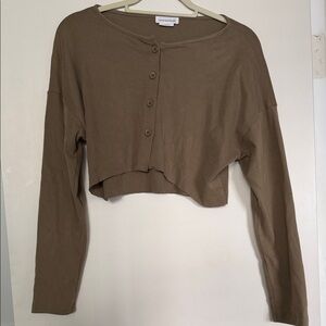 Olive Green Button-Up Cropped Top